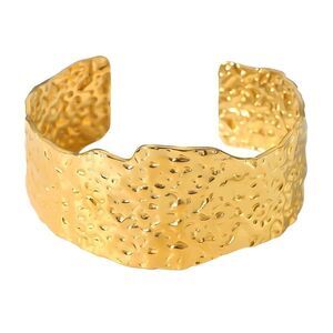 18K Gold Plated Women's Cuff Bracelet Modern Textured Look Hypoallergenic